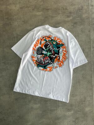 Camiseta Oversized Trip Side Monster Fish - Branca