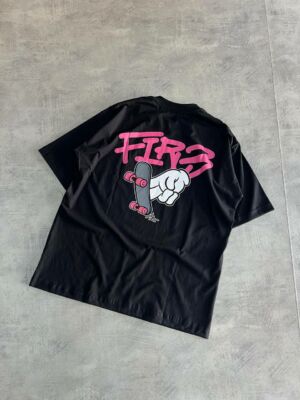 Camiseta Oversized Fire Finger Board (Preto)